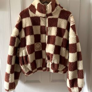 Urban Outfitters checkered Sherpa fleece jacket